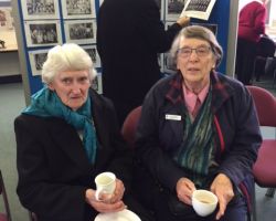 L to R: With her back turned: Stephen Rynehart L to R Margaret Wales (sister to Sr Aileen Wailes), June Cassidy