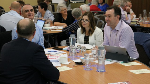 Jonathan Campton (Executive Officer, Ministry Governance), Tony Bidstrup (Mercy Services), Caroline Cummins (Mercy Connect) and Stephen Cornelissen (Mercy Health)